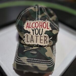 Camouflage Baseball Cap with Patch Alcohol You Later